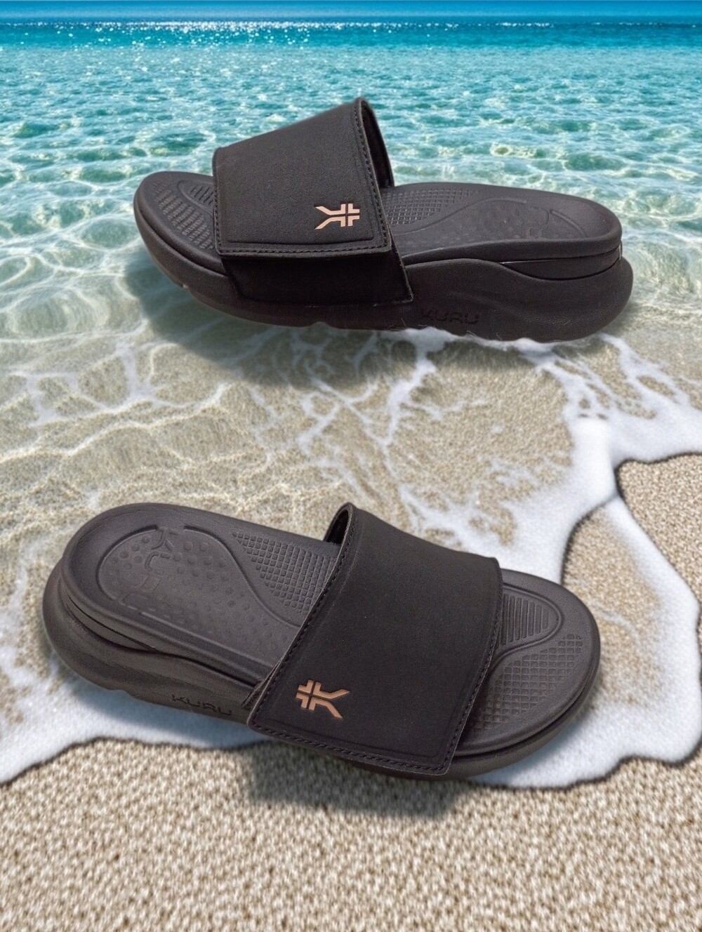 KURU Moment Black Arch supportive premium recovery slide Sandals Arch Support 8